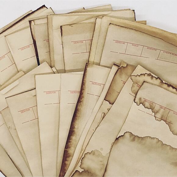 20 Coffee Dyed Guest Checks and Kitchen Tickets, Hand Dyed Paper - Picture 1 of 10